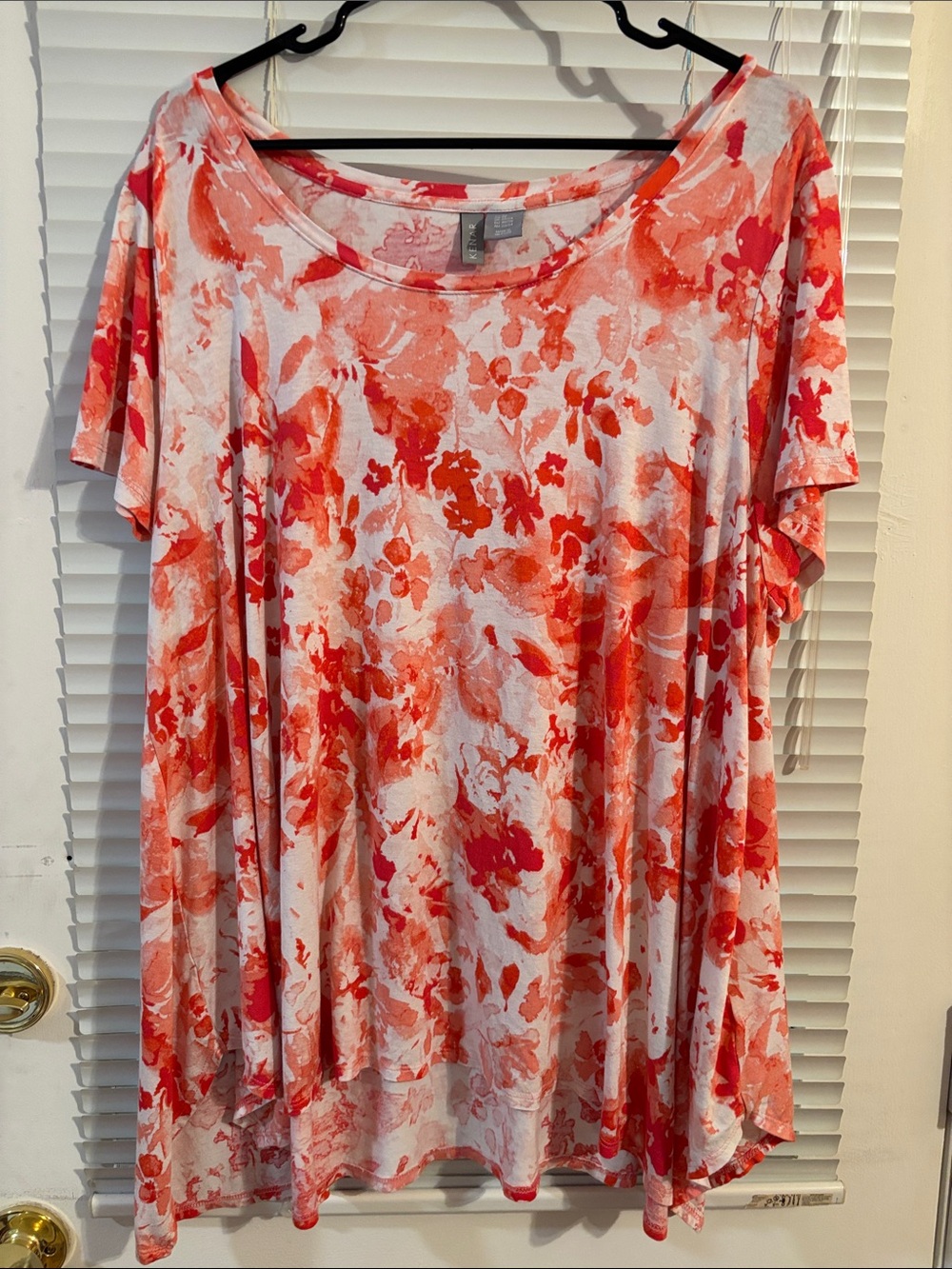 Kenar Coral & Pink Floral Scoop-Neck Tunic